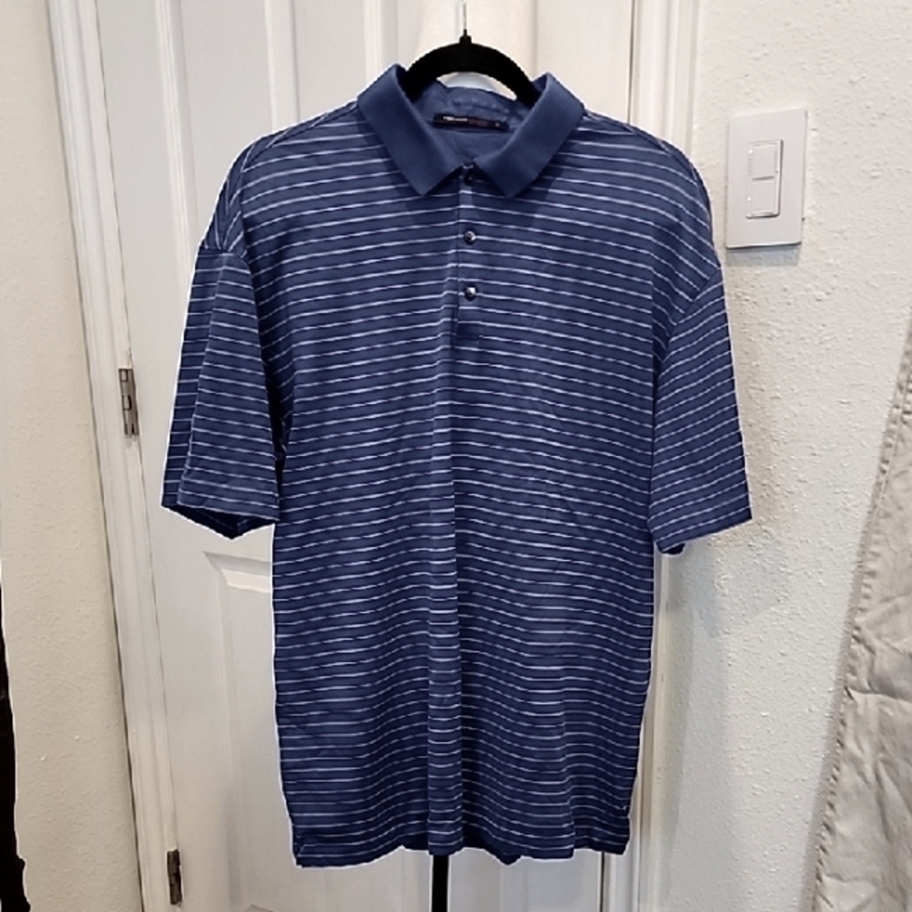 Nike Tiger Woods Men's Blue Striped Polo Shirt XL